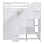 Whisen 93.3''L  57.6''W Modern Design Full Size Wood Loft Bed With Built-in Wardrobes, Cabinets and Drawers