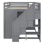 Whisen 93.3''L  57.6''W Modern Design Full Size Wood Loft Bed With Built-in Wardrobes, Cabinets and Drawers
