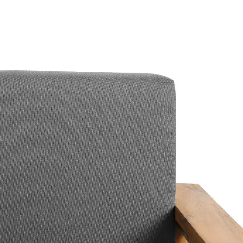 GDFStudio Plumb Outdoor Acacia Wood Club Chair with Gray Water Resistant Cushions