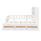 Letto a piattaforma intera in legno Whisen con letto estraibile, cassetti e prese USB