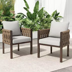 Christopher Knight Home Efraim Patio Rope Weaving Metal Club Chair with Cushion (Set of 2)