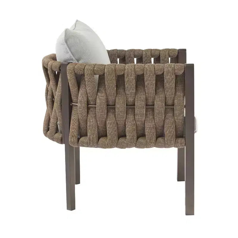 Christopher Knight Home Efraim Patio Rope Weaving Metal Club Chair with Cushion (Set of 2)