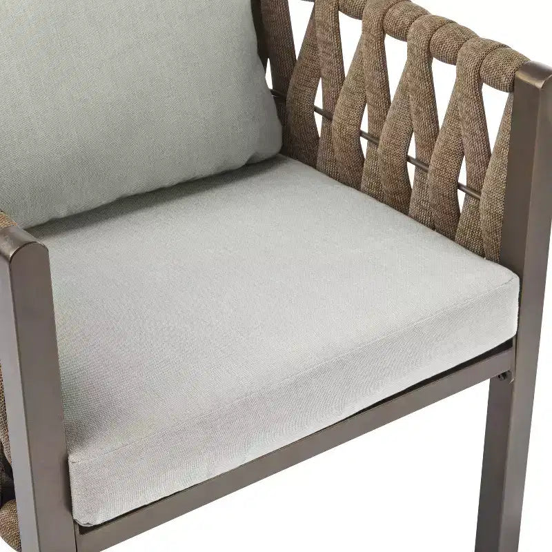 Christopher Knight Home Efraim Patio Rope Weaving Metal Club Chair with Cushion (Set of 2)