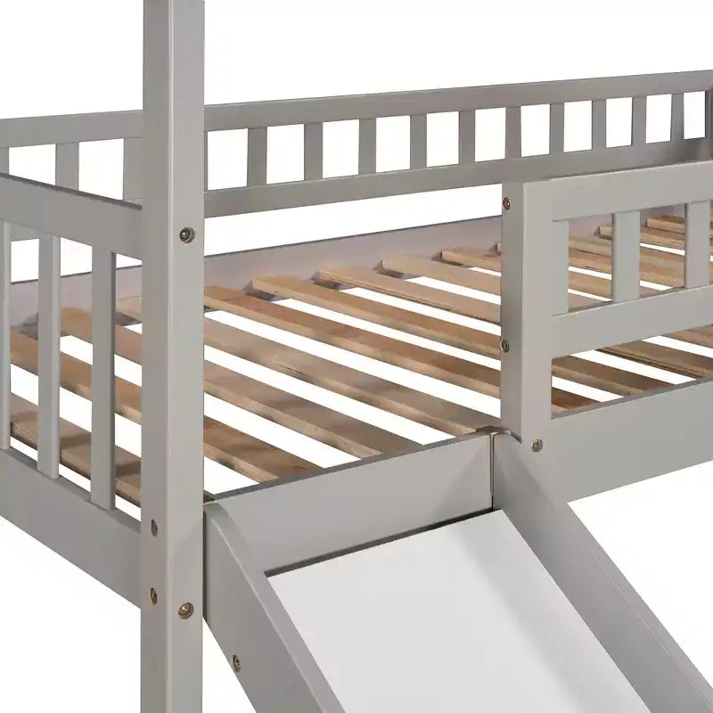 Whisen 94.20''L  93.30''W Twin Size Wood Loft Bed House Bed with Two Drawers and Slide