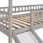 Whisen 94.20''L  93.30''W Twin Size Wood Loft Bed House Bed with Two Drawers and Slide