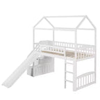 Whisen 94.20''L  93.30''W Twin Size Wood Loft Bed House Bed with Two Drawers and Slide