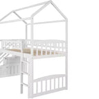 Whisen 94.20''L  93.30''W Twin Size Wood Loft Bed House Bed with Two Drawers and Slide