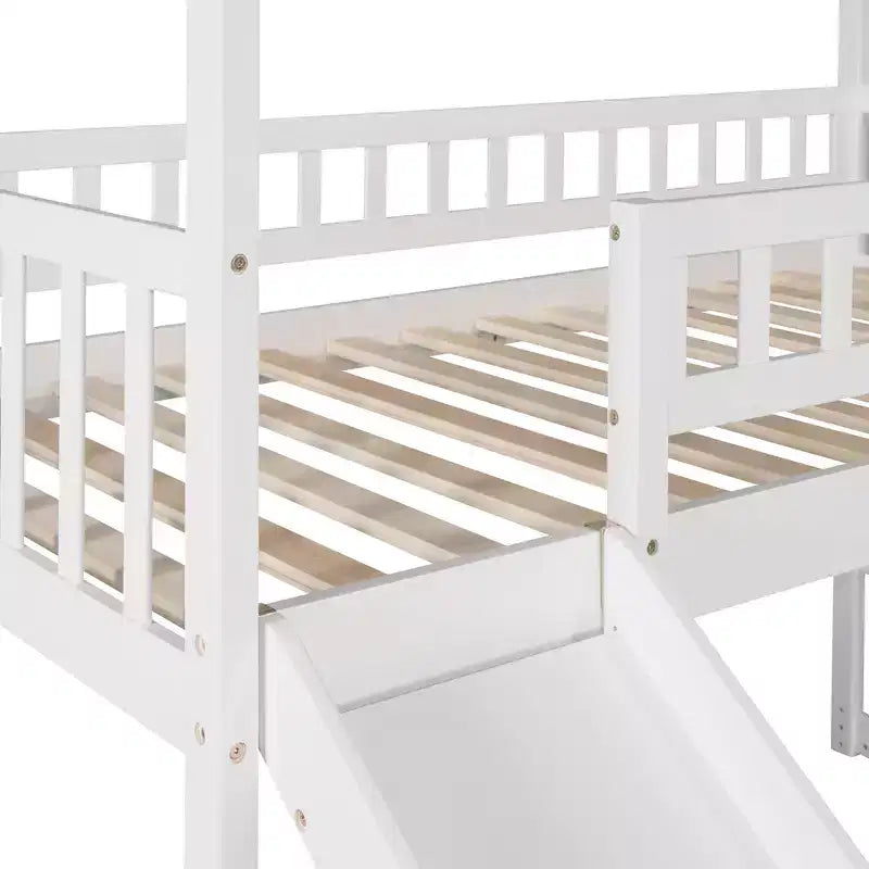 Whisen 94.20''L  93.30''W Twin Size Wood Loft Bed House Bed with Two Drawers and Slide