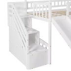 Whisen 94.20''L  93.30''W Twin Size Wood Loft Bed House Bed with Two Drawers and Slide