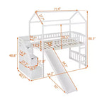 Whisen 94.20''L  93.30''W Twin Size Wood Loft Bed House Bed with Two Drawers and Slide