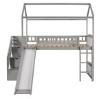 Whisen 94.20''L  93.30''W Twin Size Wood Loft Bed House Bed with Two Drawers and Slide