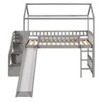 Whisen 94.20''L  93.30''W Twin Size Wood Loft Bed House Bed with Two Drawers and Slide