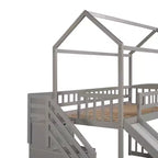 Whisen 94.20''L  93.30''W Twin Size Wood Loft Bed House Bed with Two Drawers and Slide