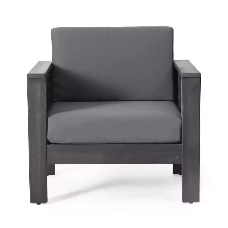 GDFStudio Rabun Outdoor Acacia Wood Club Chairs with Cushions