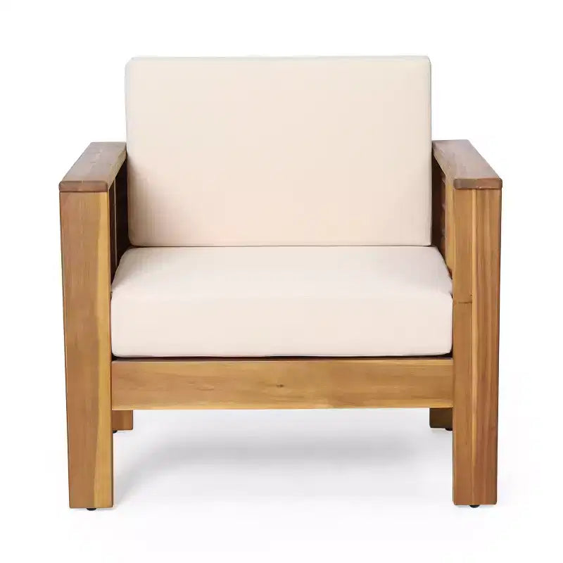 GDFStudio Rabun Outdoor Acacia Wood Club Chairs with Cushions