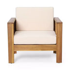 GDFStudio Rabun Outdoor Acacia Wood Club Chairs with Cushions