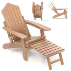 Costway Patio Adirondack Chair All-Weather HIPS Lounge Chair with Retractable Footrest Black/Brown/Gray/Navy