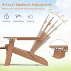 Costway Patio Adirondack Chair All-Weather HIPS Lounge Chair with Retractable Footrest Black/Brown/Gray/Navy