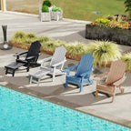 Costway Patio Adirondack Chair All-Weather HIPS Lounge Chair with Retractable Footrest Black/Brown/Gray/Navy