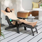 Costway Patio Adirondack Chair All-Weather HIPS Lounge Chair with Retractable Footrest Black/Brown/Gray/Navy