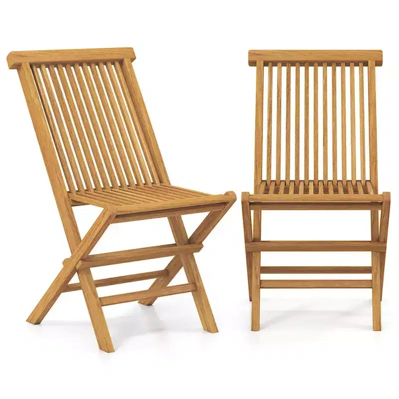 Set di 2/4 sedie da patio Costway con seduta e schienale a doghe, nessun montaggio richiesto, per bordo piscina