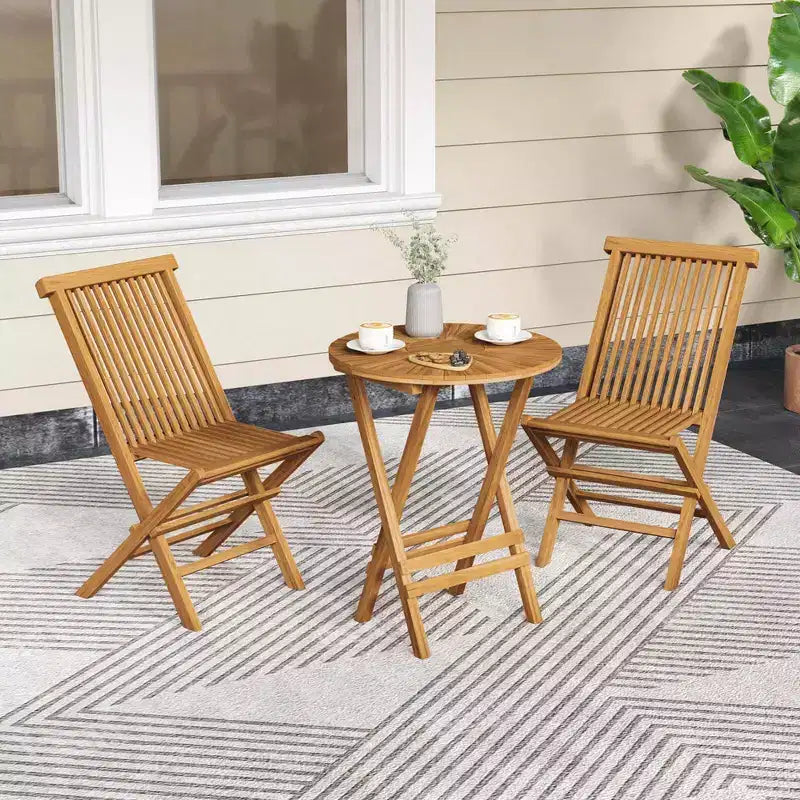 Set di 2/4 sedie da patio Costway con seduta e schienale a doghe, nessun montaggio richiesto, per bordo piscina