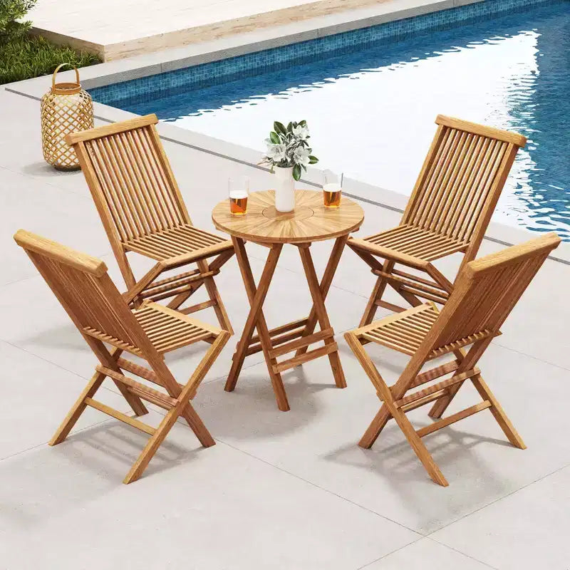 Set di 2/4 sedie da patio Costway con seduta e schienale a doghe, nessun montaggio richiesto, per bordo piscina