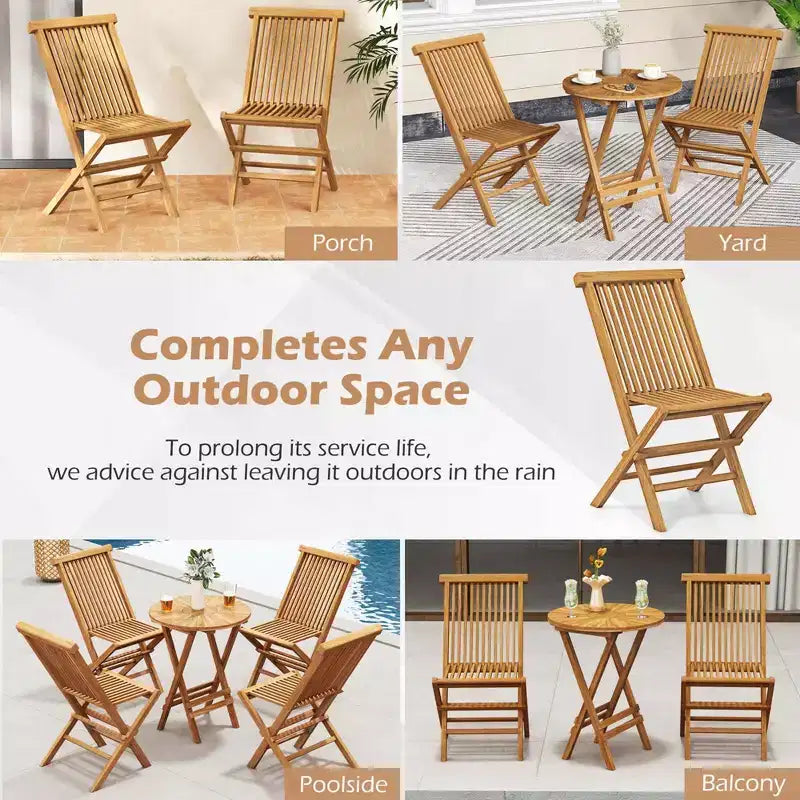 Set di 2/4 sedie da patio Costway con seduta e schienale a doghe, nessun montaggio richiesto, per bordo piscina