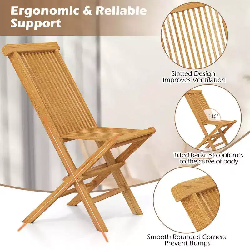 Set di 2/4 sedie da patio Costway con seduta e schienale a doghe, nessun montaggio richiesto, per bordo piscina