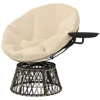 Outsunny 39 Outdoor Papasan Chair with Side Tray, 360 Swivel Overstuffed Circle Chair with Thickened Cushion, Steel Frame for Indoor, Patio, Beige