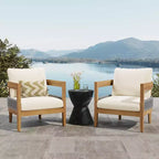Christopher Knight Home Fawn Modern Outdoor Acacia Wood Club Chair with Cushions( Set of 2), Beige/Teak