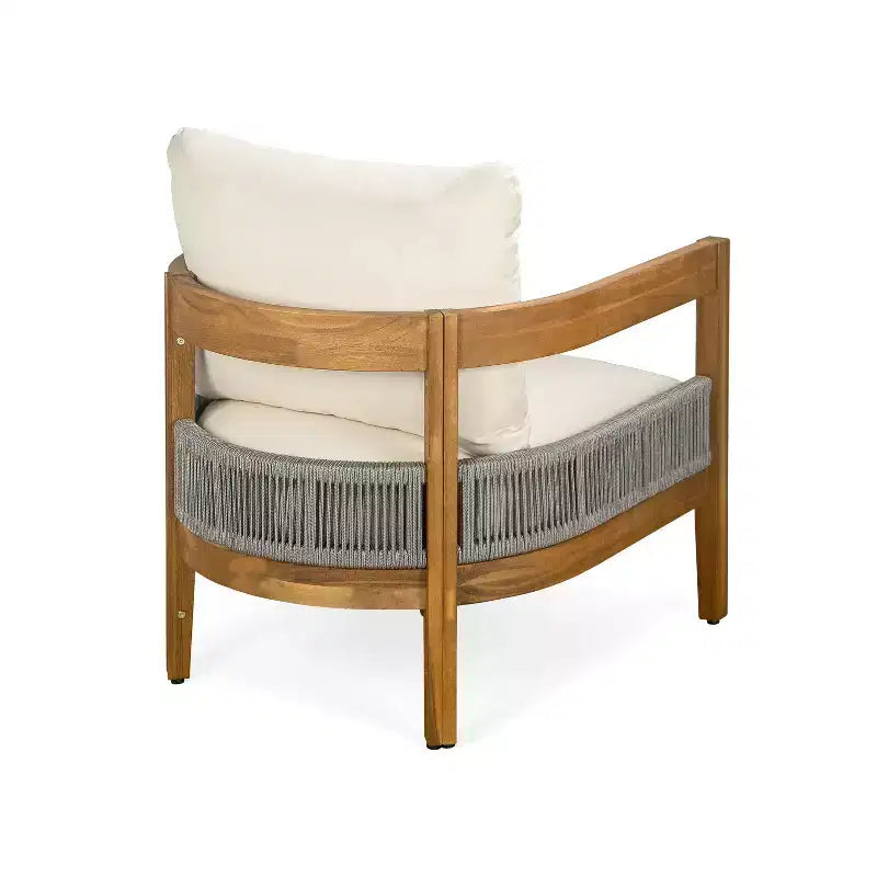 Christopher Knight Home Fawn, poltrona club moderna da esterno in legno di acacia con cuscini (set da 2), beige/teak