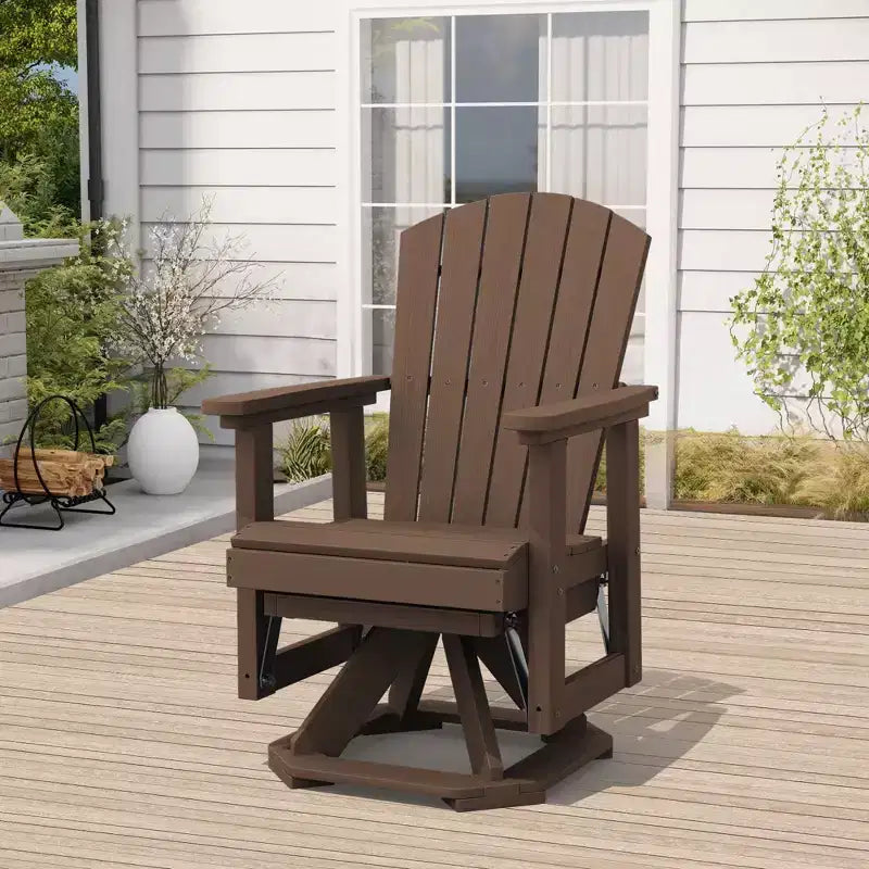 HYLEORY Adirondack Swivel Rocking Glider Chair, HDPE Resin Rocking Glider Chair