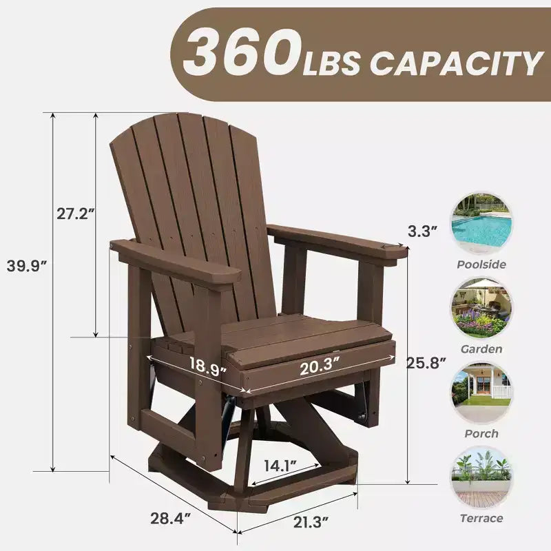 HYLEORY Adirondack Swivel Rocking Glider Chair, HDPE Resin Rocking Glider Chair