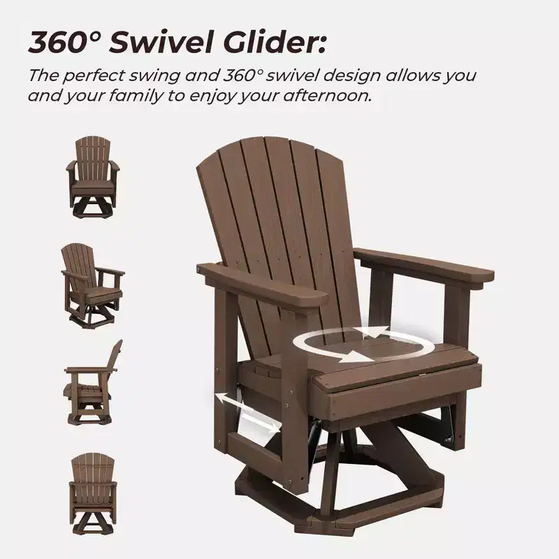 HYLEORY Adirondack Swivel Rocking Glider Chair, HDPE Resin Rocking Glider Chair