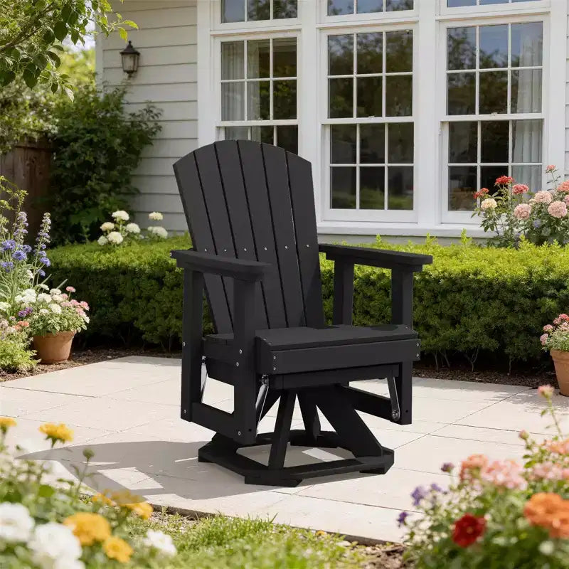 HYLEORY Adirondack Swivel Rocking Glider Chair, HDPE Resin Rocking Glider Chair