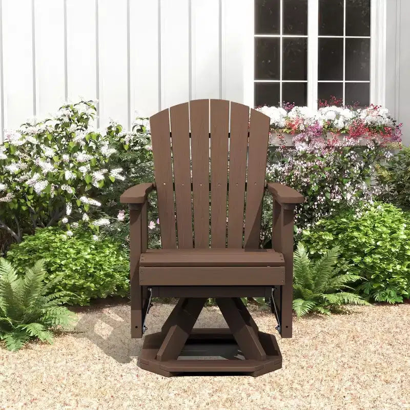 HYLEORY Adirondack Swivel Rocking Glider Chair, HDPE Resin Rocking Glider Chair