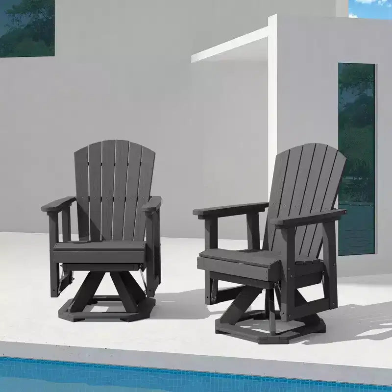HYLEORY Adirondack Swivel Rocking Glider Chair, HDPE Resin Rocking Glider Chair