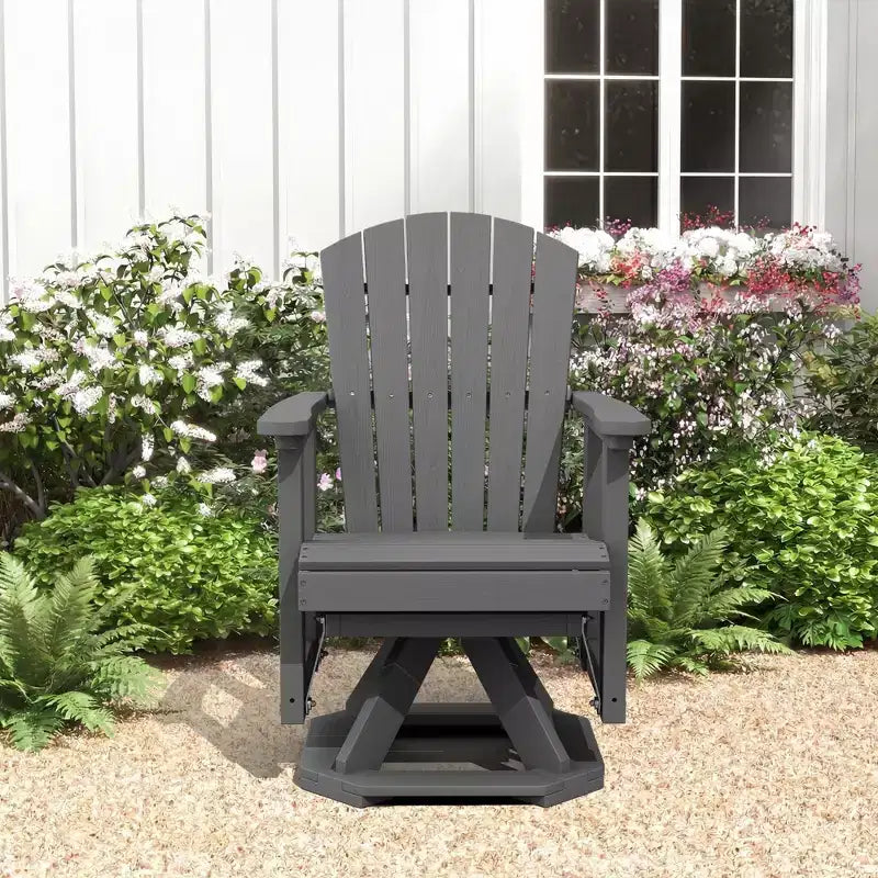 HYLEORY Adirondack Swivel Rocking Glider Chair, HDPE Resin Rocking Glider Chair