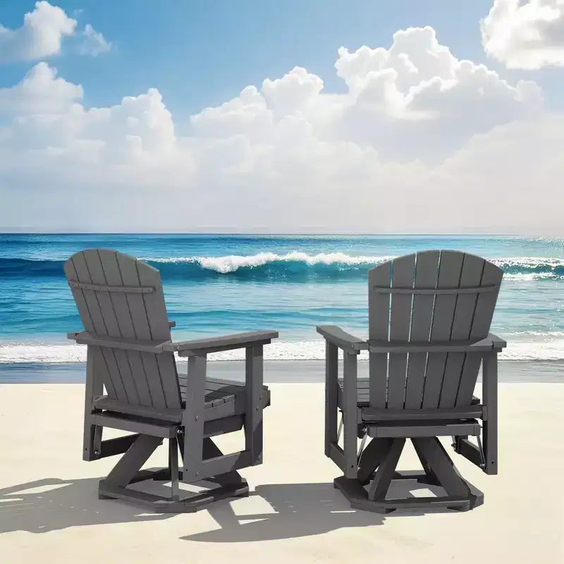 HYLEORY Adirondack Swivel Rocking Glider Chair, HDPE Resin Rocking Glider Chair