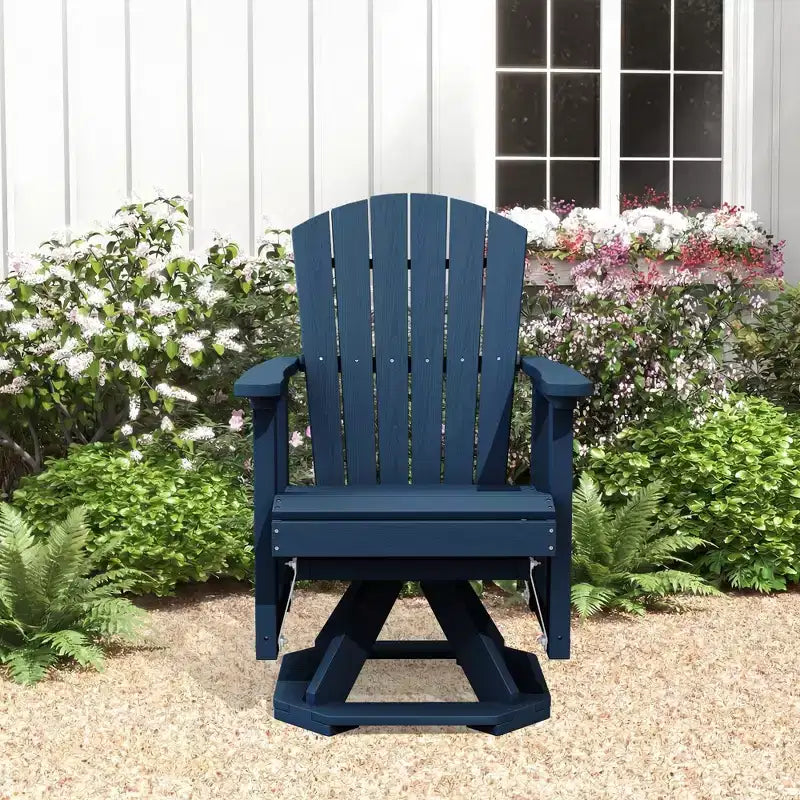 HYLEORY Adirondack Swivel Rocking Glider Chair, HDPE Resin Rocking Glider Chair
