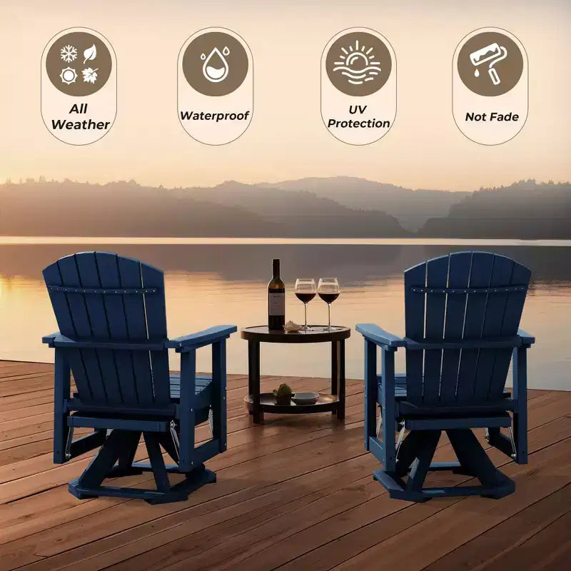 HYLEORY Adirondack Swivel Rocking Glider Chair, HDPE Resin Rocking Glider Chair