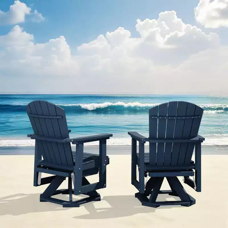 HYLEORY Adirondack Swivel Rocking Glider Chair, HDPE Resin Rocking Glider Chair