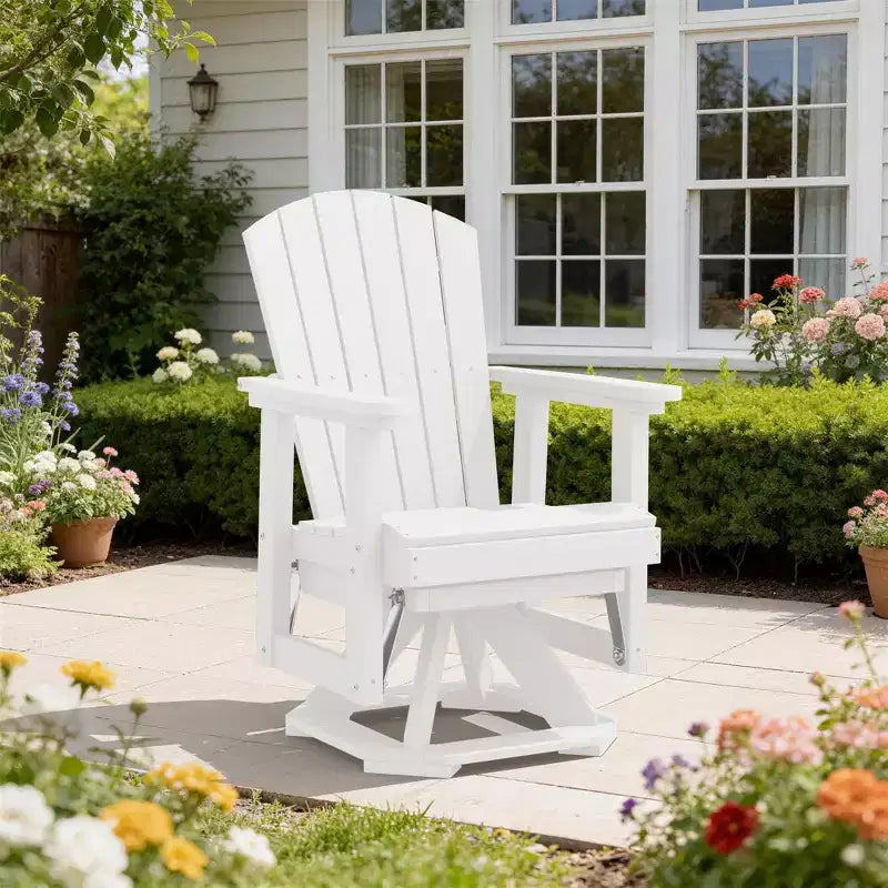 HYLEORY Adirondack Swivel Rocking Glider Chair, HDPE Resin Rocking Glider Chair