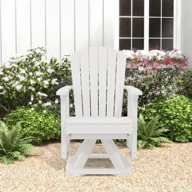 HYLEORY Adirondack Swivel Rocking Glider Chair, HDPE Resin Rocking Glider Chair