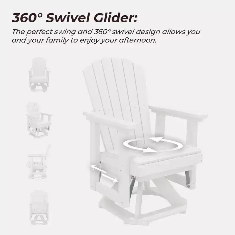 HYLEORY Adirondack Swivel Rocking Glider Chair, HDPE Resin Rocking Glider Chair