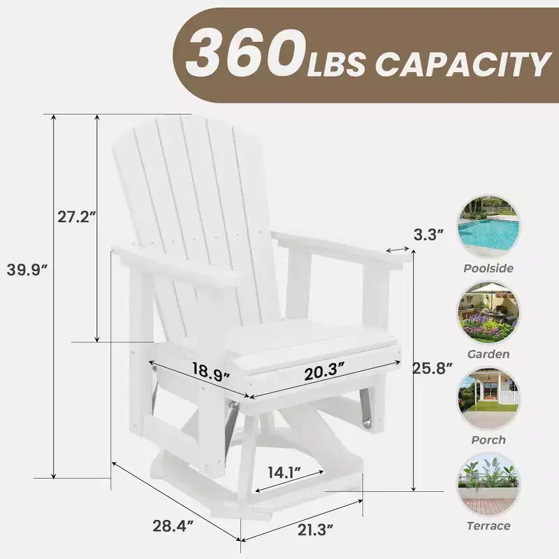 HYLEORY Adirondack Swivel Rocking Glider Chair, HDPE Resin Rocking Glider Chair