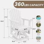 HYLEORY Adirondack Swivel Rocking Glider Chair, HDPE Resin Rocking Glider Chair