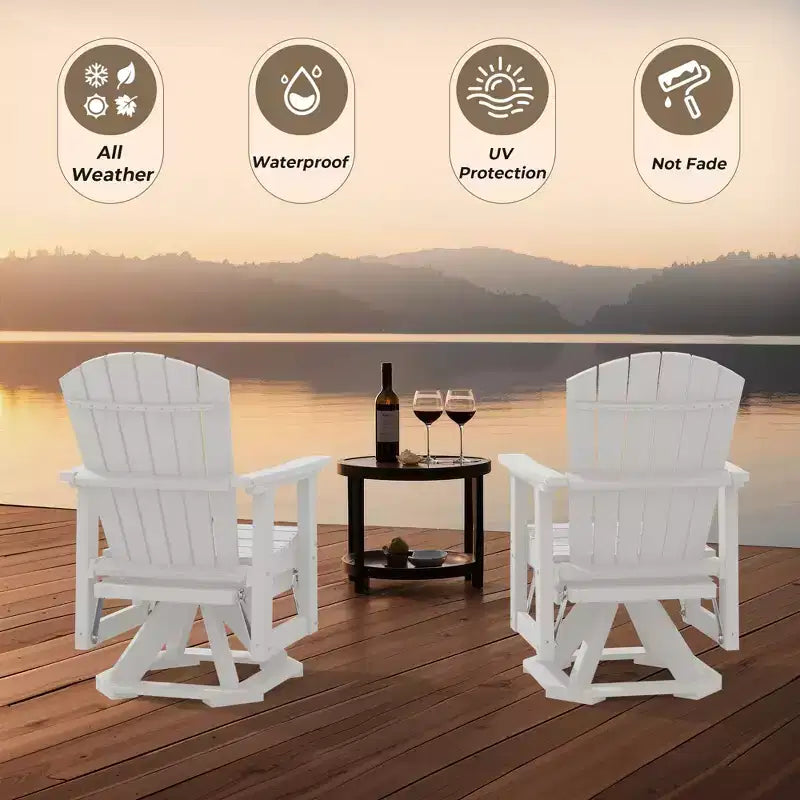 HYLEORY Adirondack Swivel Rocking Glider Chair, HDPE Resin Rocking Glider Chair