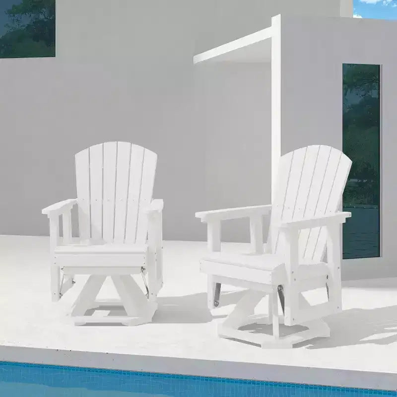 HYLEORY Adirondack Swivel Rocking Glider Chair, HDPE Resin Rocking Glider Chair
